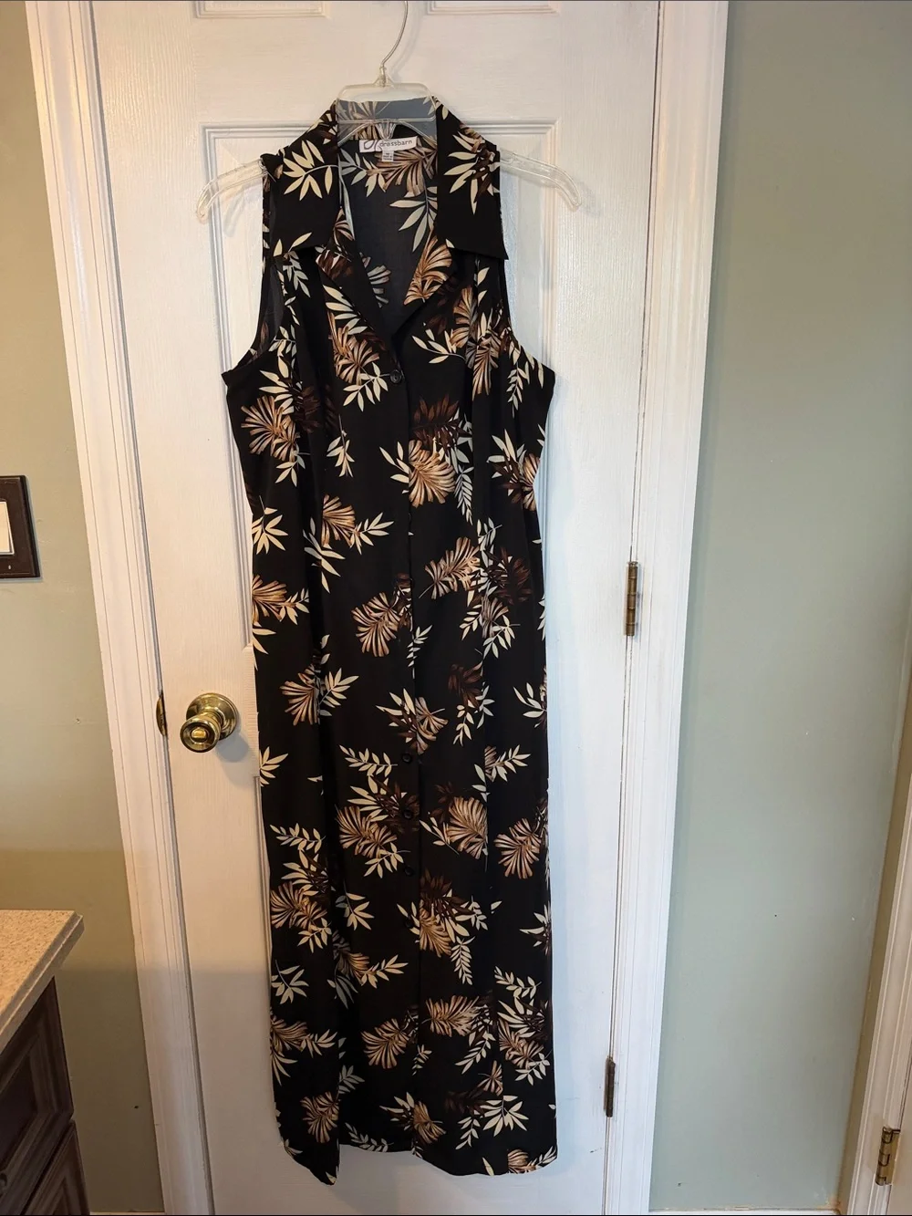 Beige Short-Sleeve Blazer with Sleeveless Black Floral Dress - Dress Barn